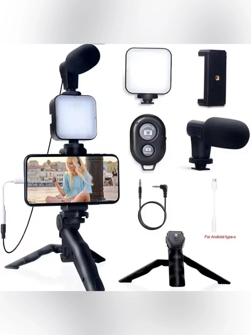 Video-Making Kit AY-49, has Audio, Light, Microphone & Tripod, New